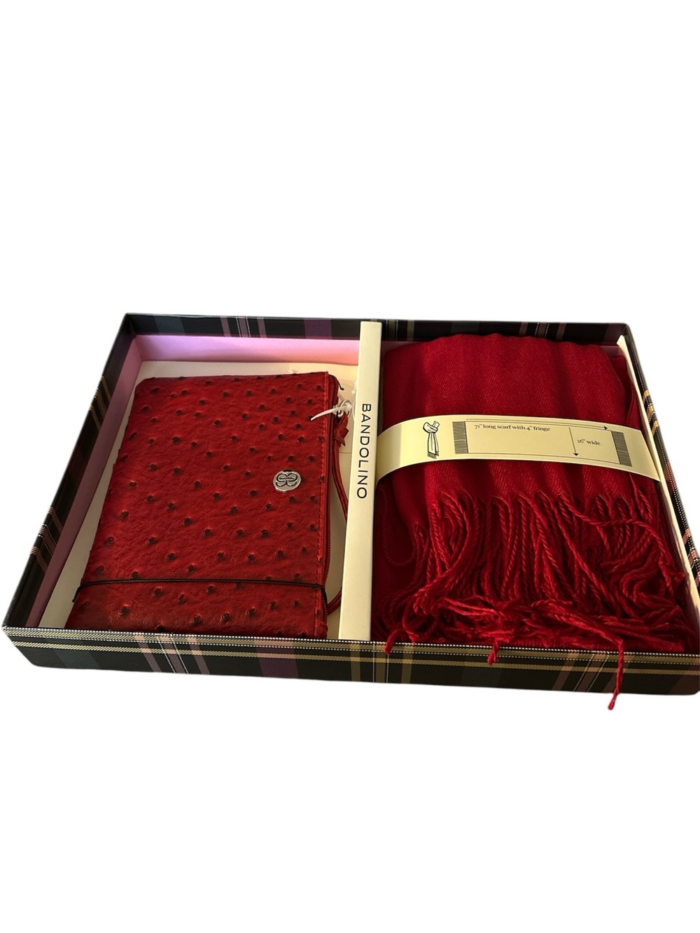 Bandolino Red Scarf and Textured Wallet Gift Set